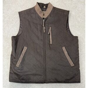 Madison Creek Outfitters Men's MEDIUM Quilted Brown Vest Leather Trim Pockets